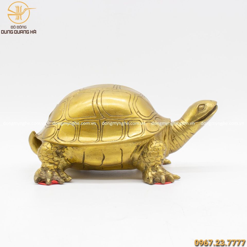 Tượng rùa bằng đồng vàng thiết kế độc đáo cao 20cm