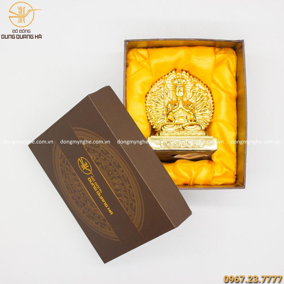 Hộp quà tượng Phật Thiên Thủ Thiên Nhãn mạ vàng 24k