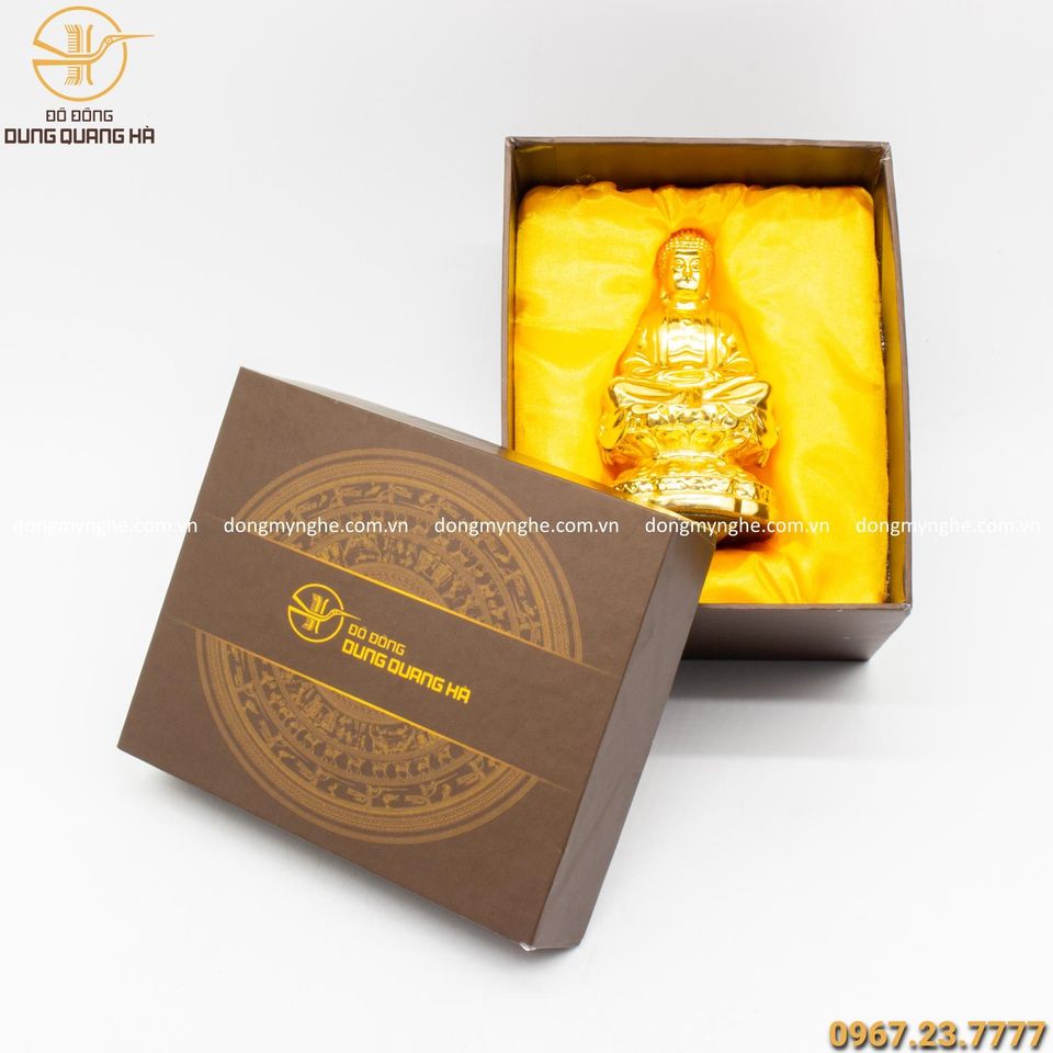 Quà tặng tượng Phật A Di Đà bằng đồng mạ vàng đẹp tinh xảo