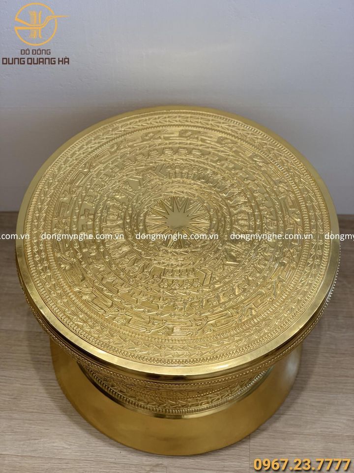 Quả trống đồng quà tặng đường kính 60cm dát vàng tinh xảo