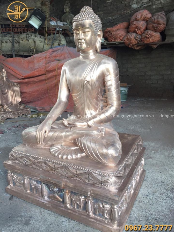 Đúc tượng Phật Thích Ca đồng đỏ cao 1m2 cho chùa Thiên Ân