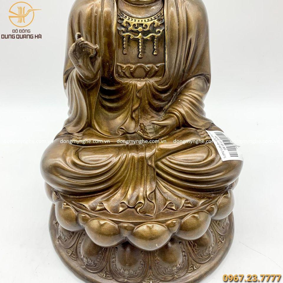 Tượng Phật Quan Thế Âm Bồ Tát bằng đồng giả cổ cao 30cm