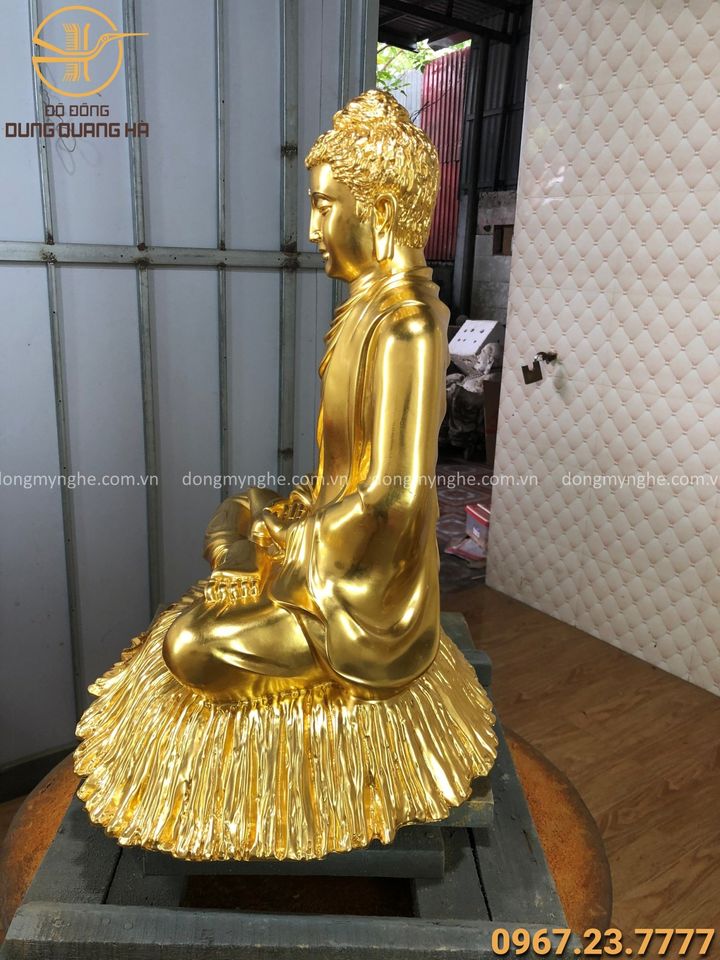 Tượng Phật Thích Ca bằng đồng cao 60cm thếp vàng 9999