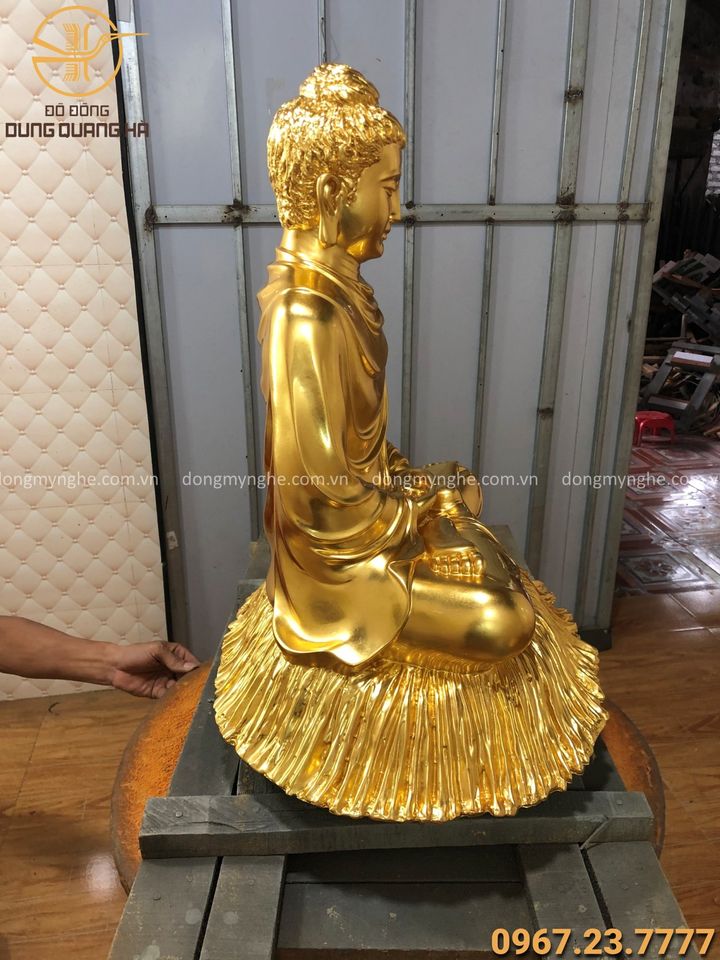 Tượng Phật Thích Ca bằng đồng cao 60cm thếp vàng 9999