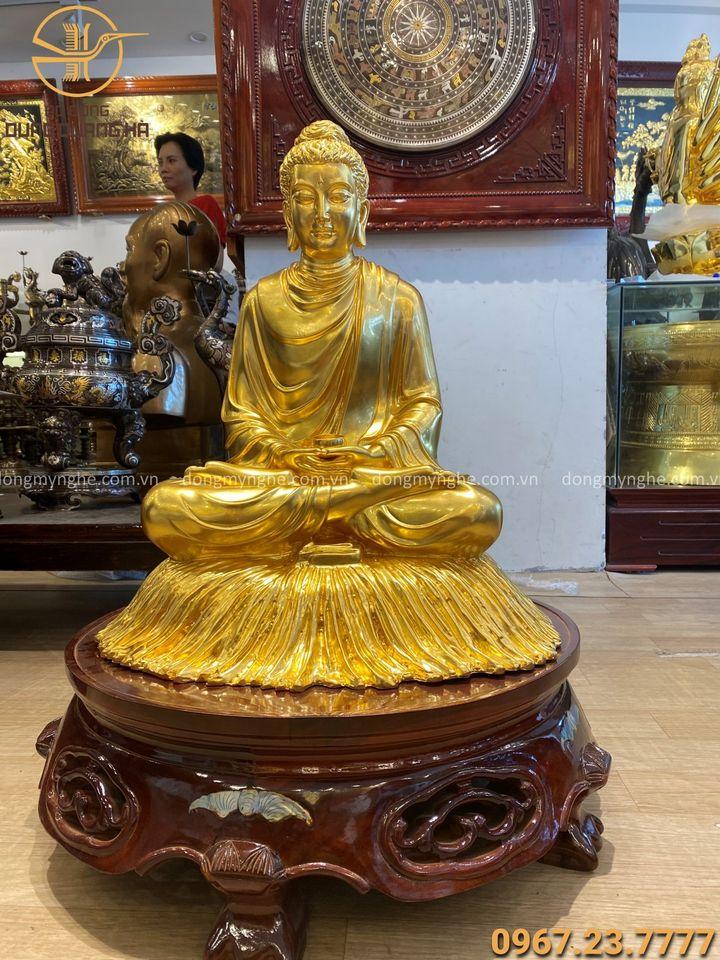 Tượng Phật Thích Ca đẹp tôn nghiêm cao 60cm thếp vàng 9999