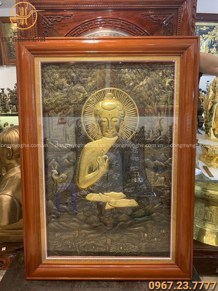 Tranh Phật dát vàng đẹp tôn nghiêm kích thước 1m x 1m4