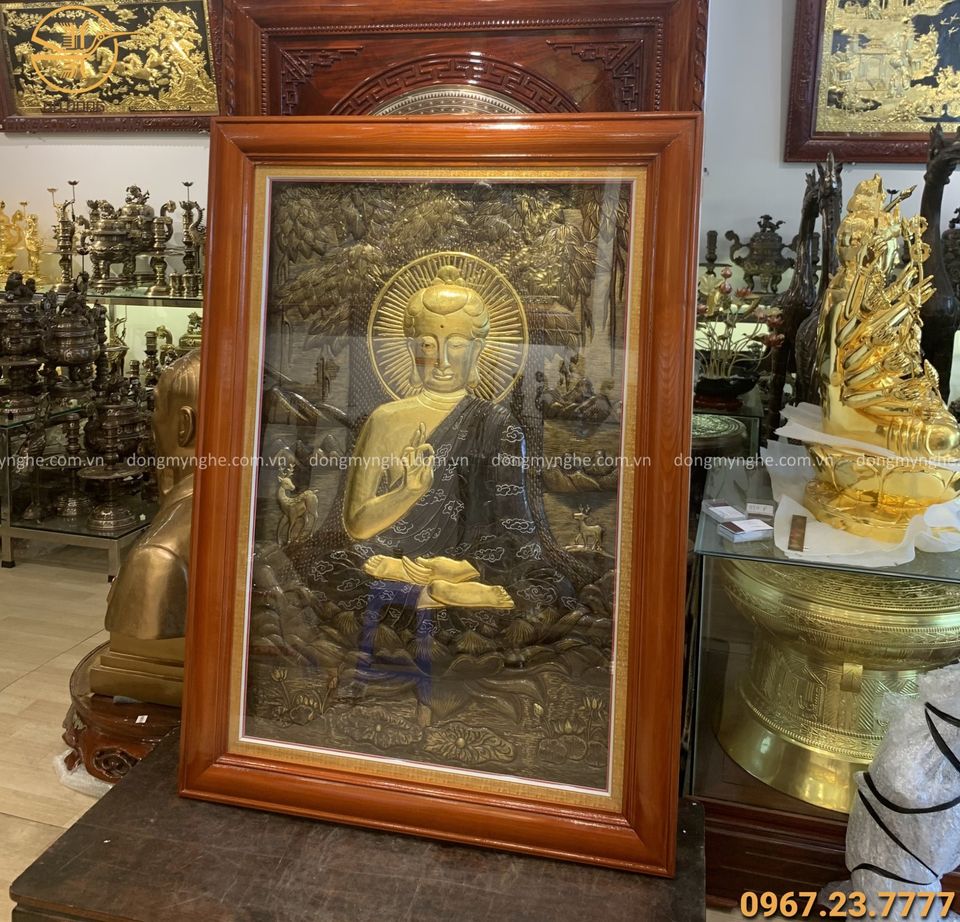 Tranh Phật dát vàng đẹp tôn nghiêm kích thước 1m x 1m4