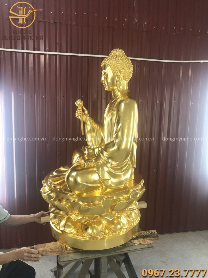 Tượng Phật Thích Ca bằng đồng cao 1m thếp vàng 9999