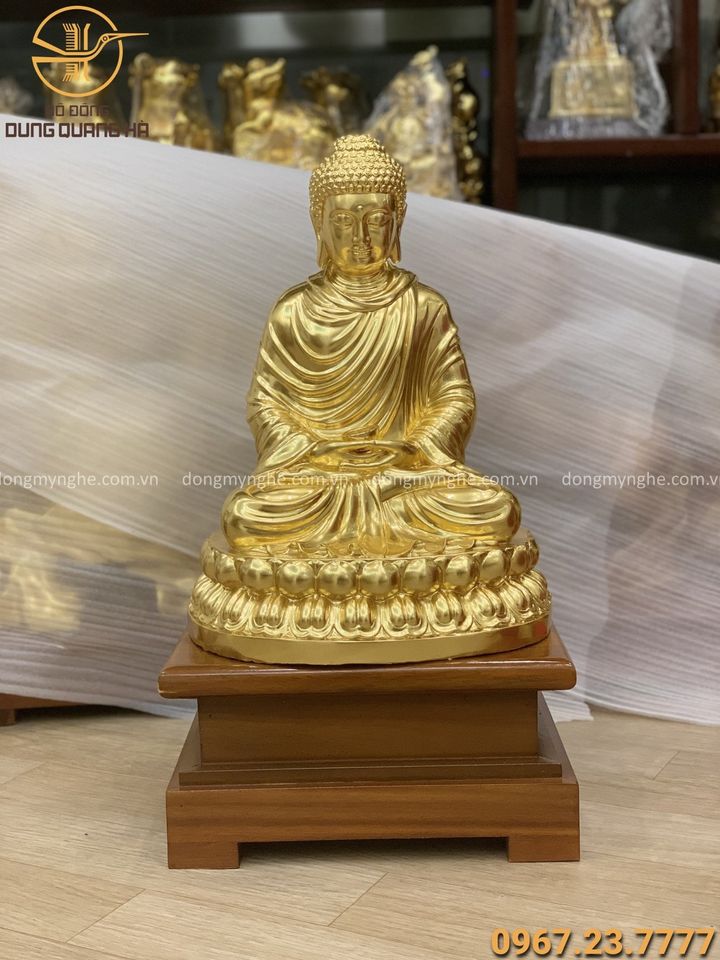 Pho tượng Phật Thích Ca bằng đồng cao 40cm thếp vàng 9999