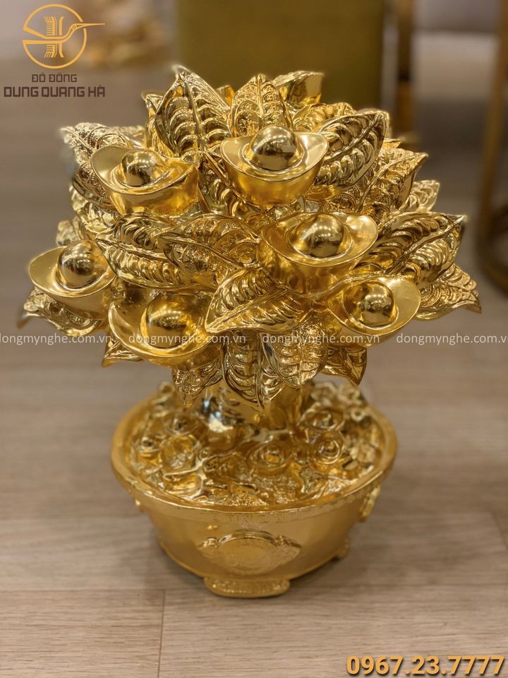 Cây tiền tài mạ vàng đặt bàn thờ thần tài thu hút tài lộc cao 35cm