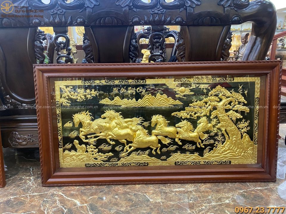Tranh đồng Mã Đáo Thành Công 1m7 x 90cm thếp vàng 9999
