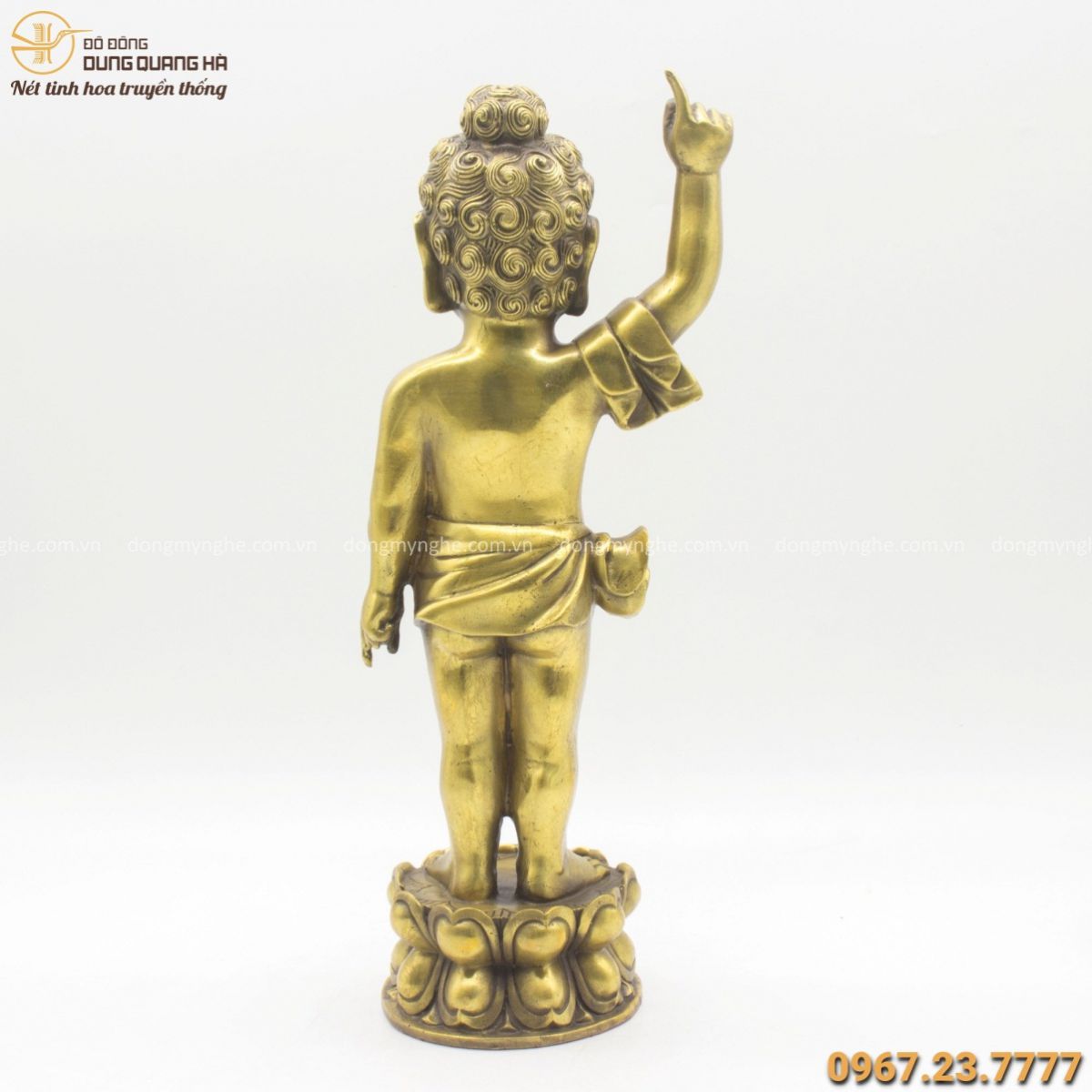 Tượng Phật Đản Sanh cao 40cm bằng đồng vàng đẹp tinh xảo