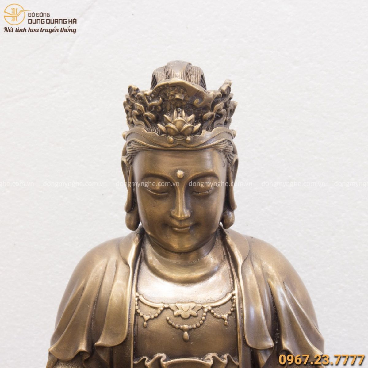 Tượng Phật Đại Thế Chí Bồ Tát 8kg đế bát giác 40x24cm giả cổ
