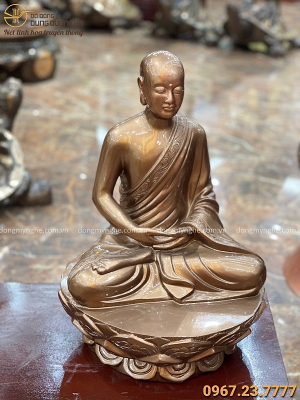 Tượng đồng Phật Hoàng Trần Nhân Tông ngồi thiền cao 50cm