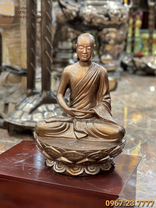Tượng đồng Phật Hoàng Trần Nhân Tông ngồi thiền cao 50cm