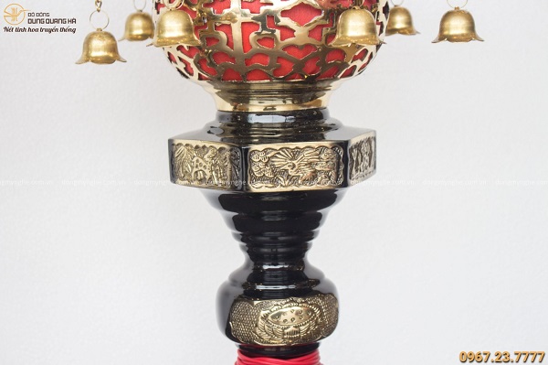 Đèn thờ bằng đồng tạo hình treo chuông cao 62cm độc đáo