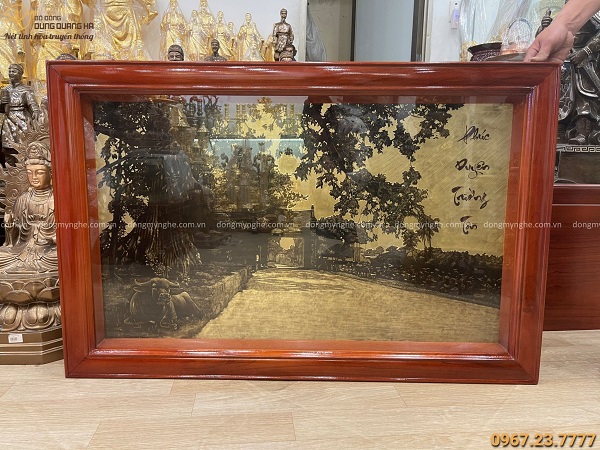 Tranh phong cảnh làng quê Việt Nam xước giả cổ 1m15 x 75cm