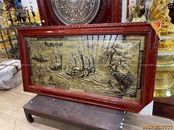 Bức tranh Thuận Buồm Xuôi Gió xước giả cổ độc đáo 1m7 x 90cm