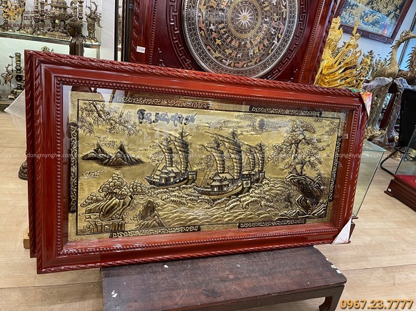 Bức tranh Thuận Buồm Xuôi Gió xước giả cổ độc đáo 1m7 x 90cm