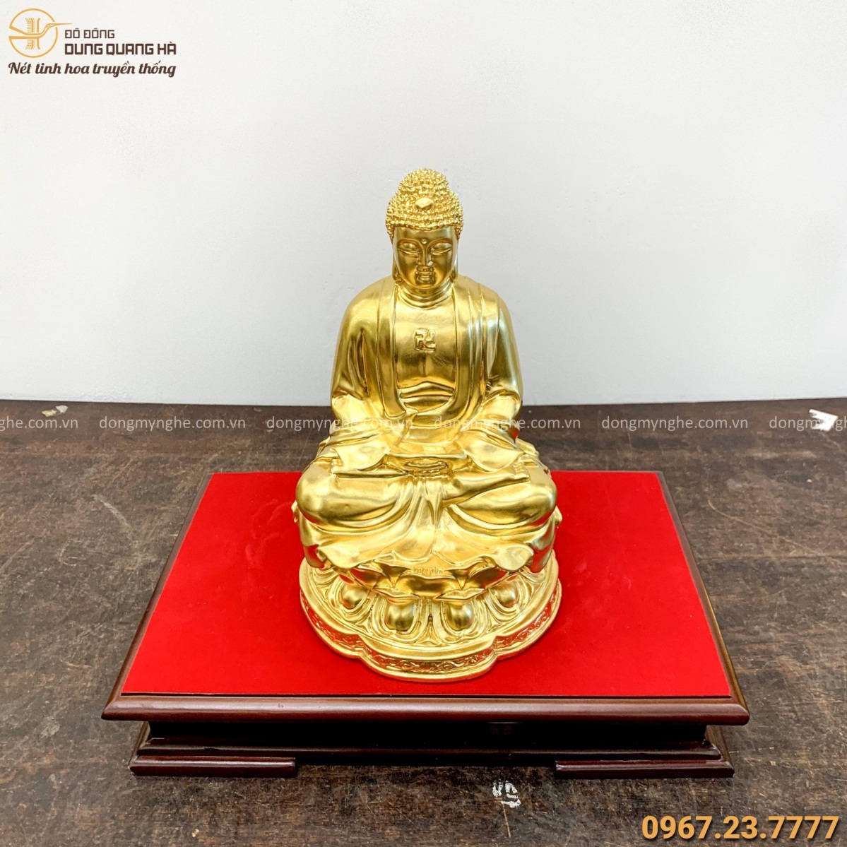Tượng Phật A Di Đà cao 25cm bằng đồng thếp vàng tôn nghiêm