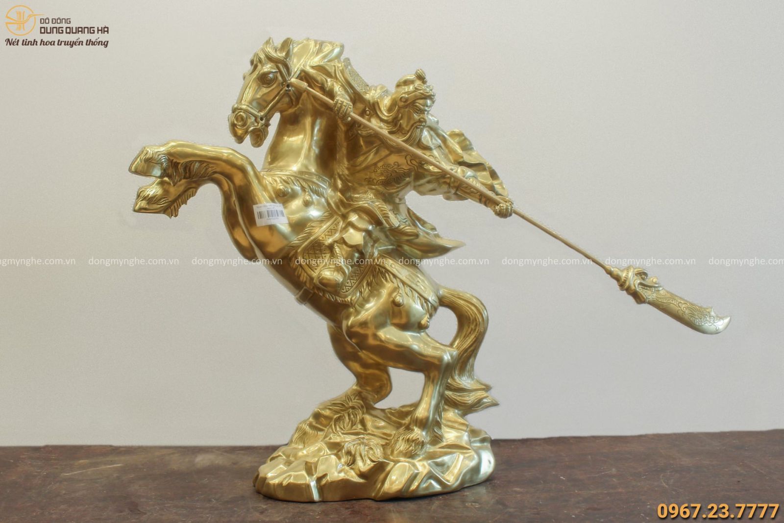 Tượng Quan Vân Trường cưỡi ngựa cao 50cm bằng đồng catut