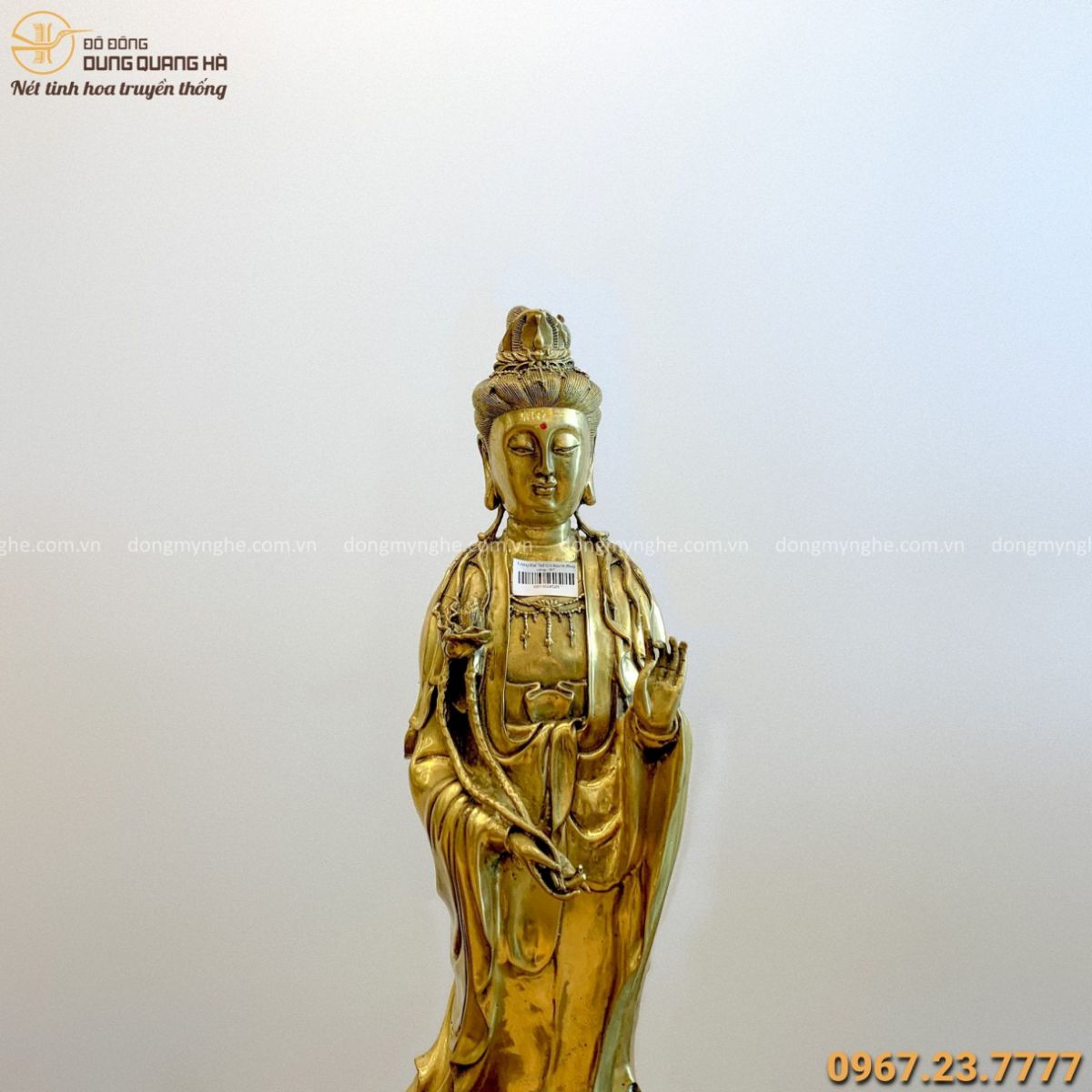 Tượng Phật Đại Thế Chí Bồ Tát tinh xảo bằng đồng vàng 62x16cm