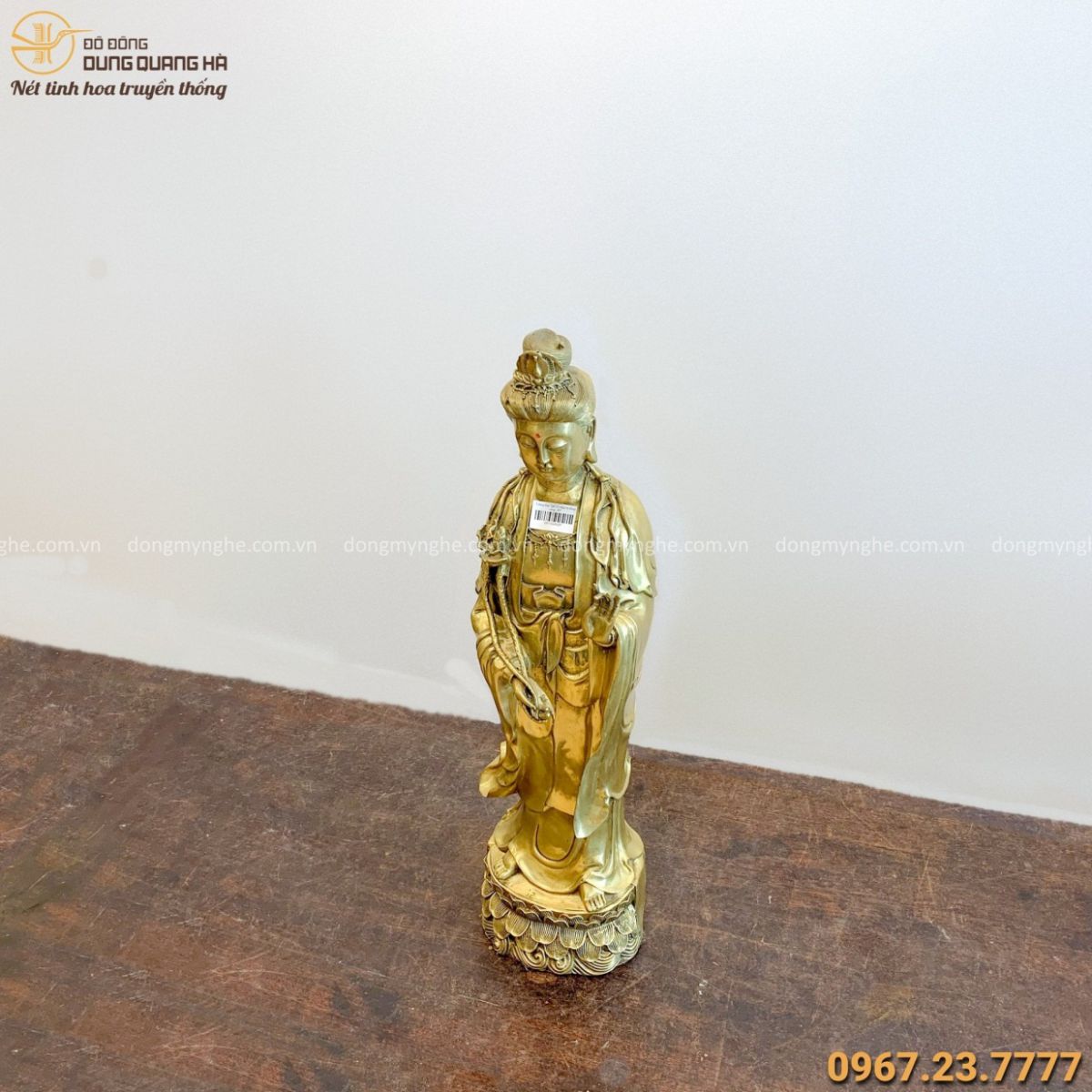 Tượng Phật Đại Thế Chí Bồ Tát tinh xảo bằng đồng vàng 62x16cm