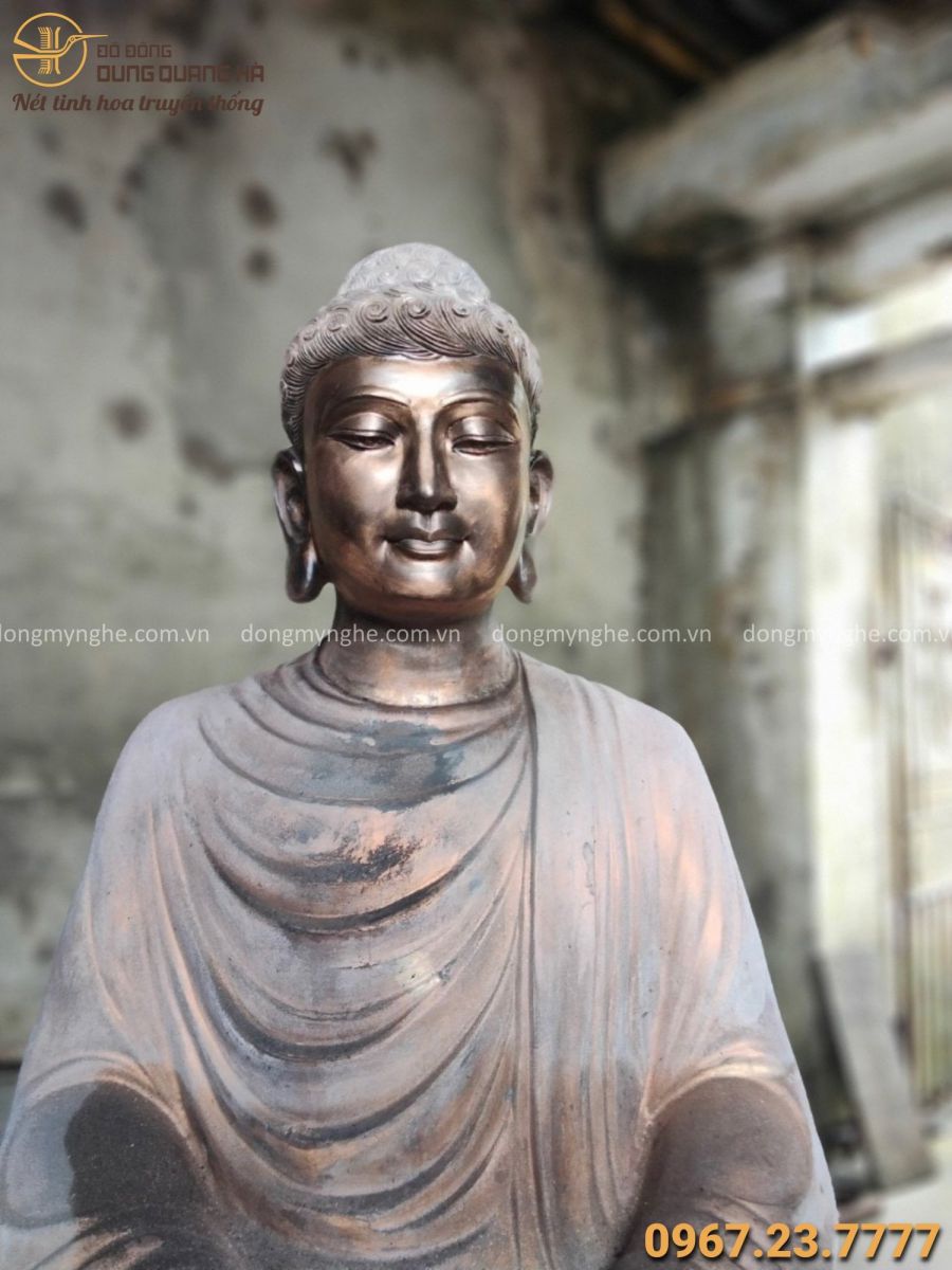 Tượng Phật Thích Ca bằng đồng đỏ cao 1m08 tôn nghiêm tinh xảo