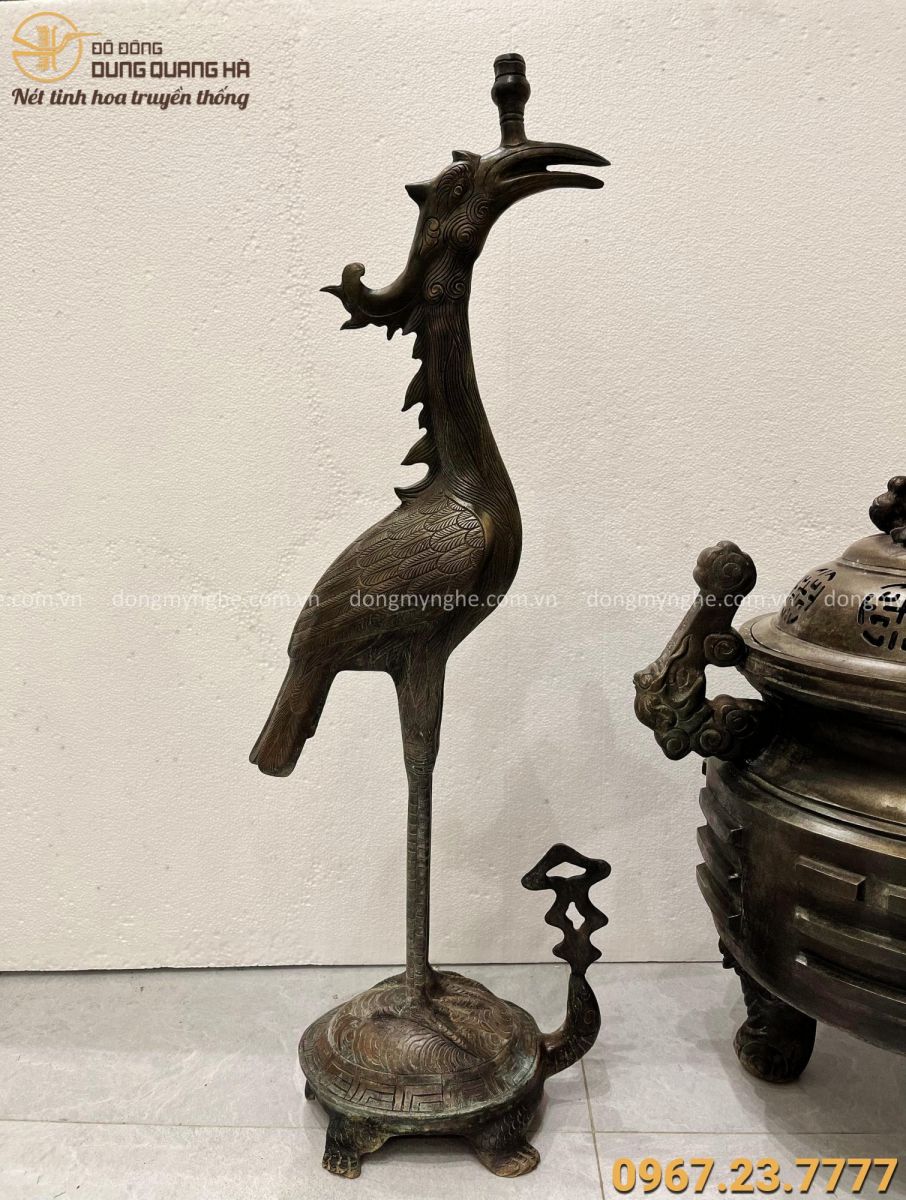Bộ tam sự đỉnh hạc đồng hun đen giả cổ trưng bày bảo tàng Từ Sơn - Bắc Ninh