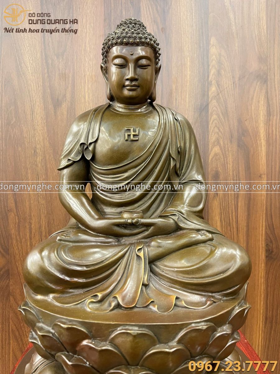 Tượng Đức Phật A Di Đà ngồi thiền giả cổ 50 x 30 x 28 cm nặng 14kg