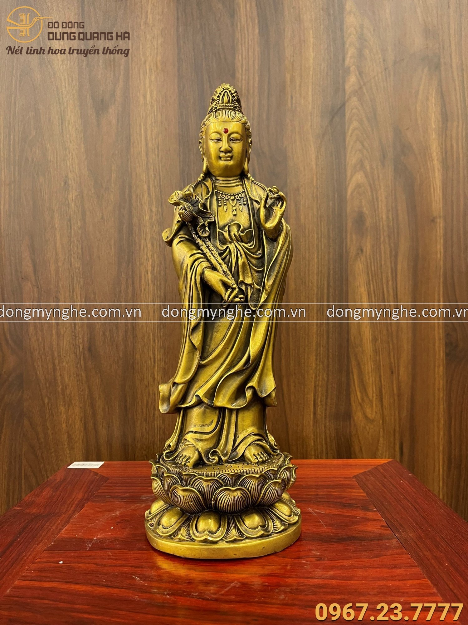 Tượng Phật Đại Thế Chí Bồ Tát đồng vàng 36x13x13cm nặng 2,5kg
