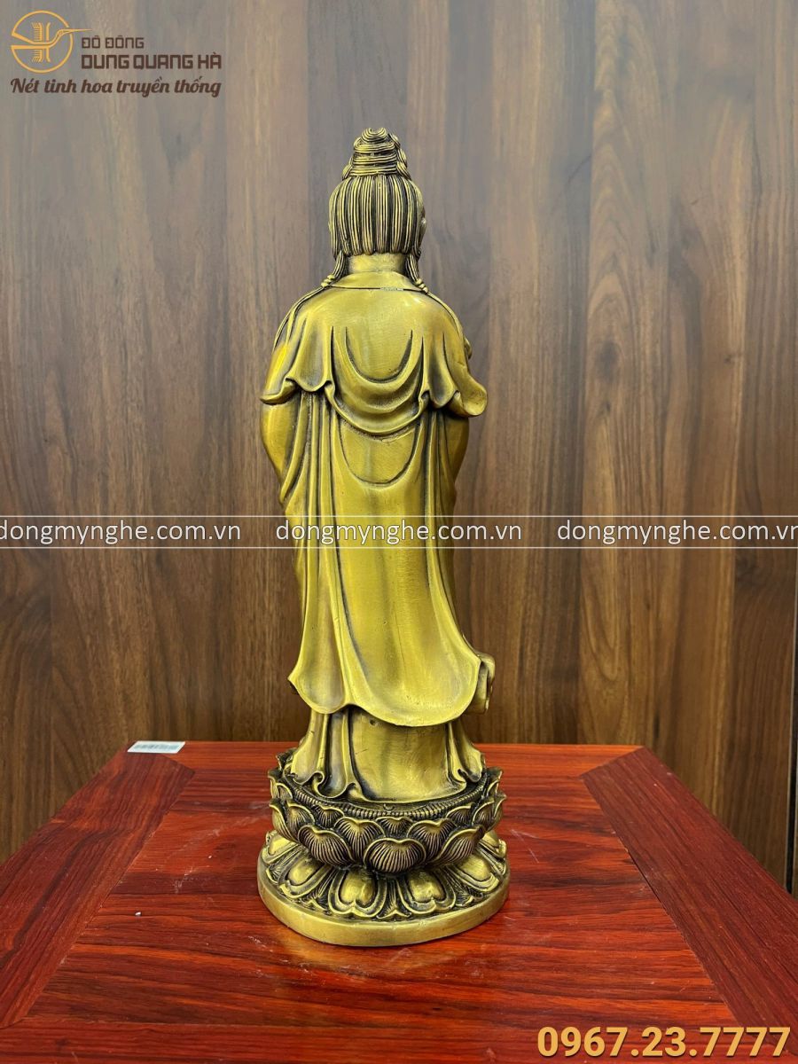 Tượng Phật Đại Thế Chí Bồ Tát đồng vàng 36x13x13cm nặng 2,5kg