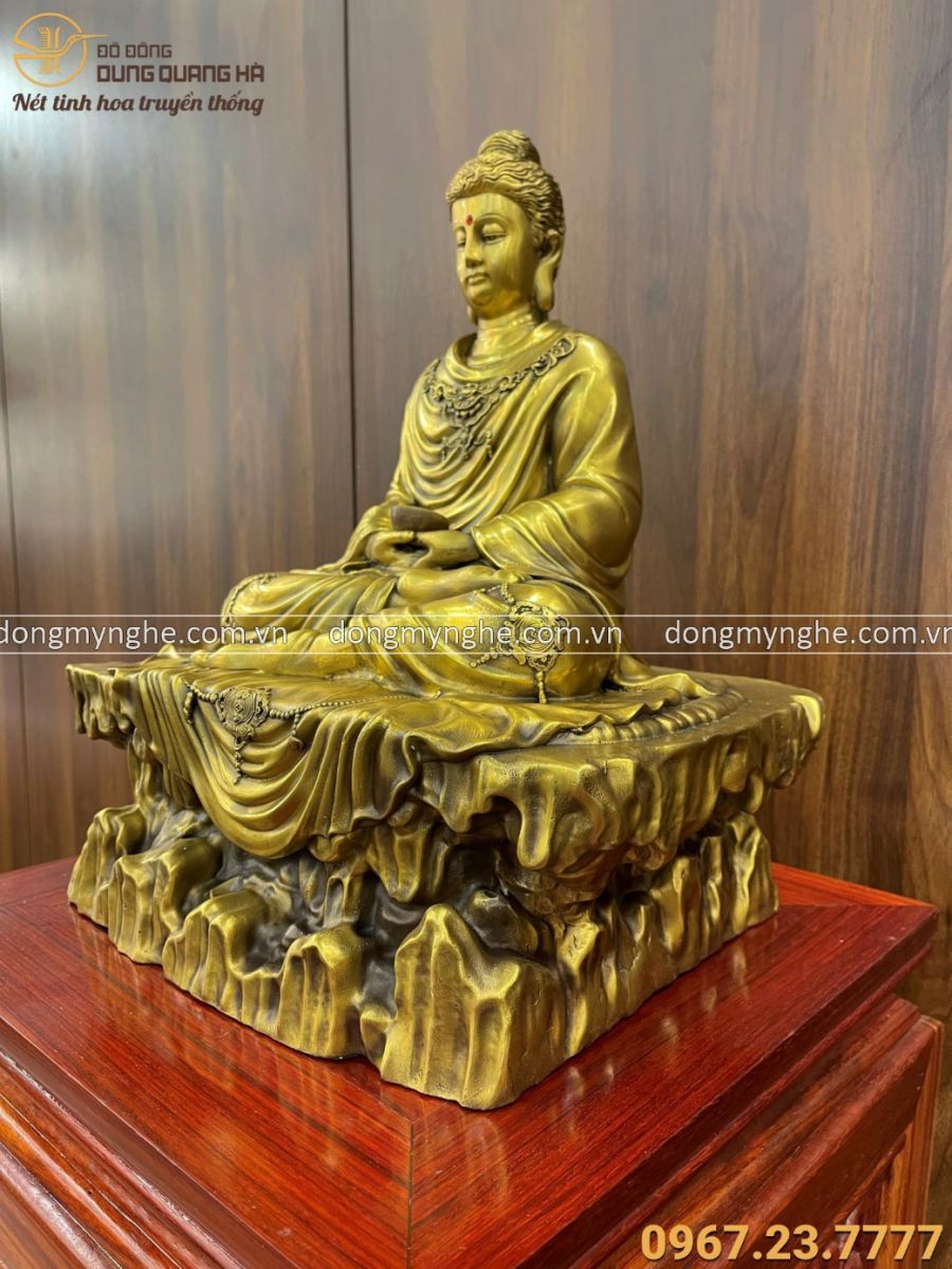 Tượng Phật Thích Ca ngồi bệ đá tọa Thiền 30x24x17cm nặng 3,5kg