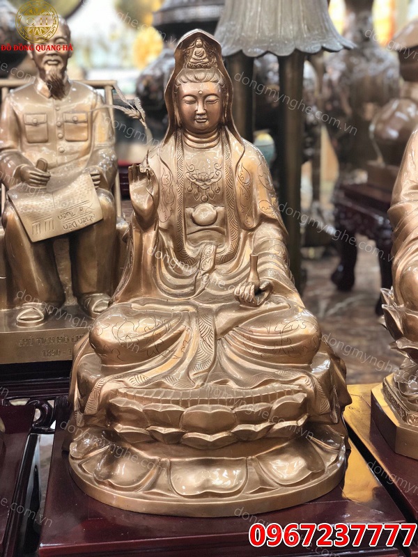 Tượng Tam Thánh Phật Bằng Đồng Đỏ cao 67cm