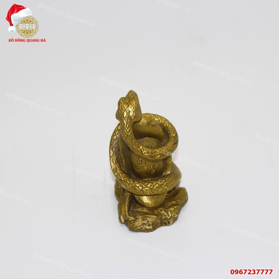 Tượng rắn phong thủy bằng đồng cỡ nhỏ 7,5cm