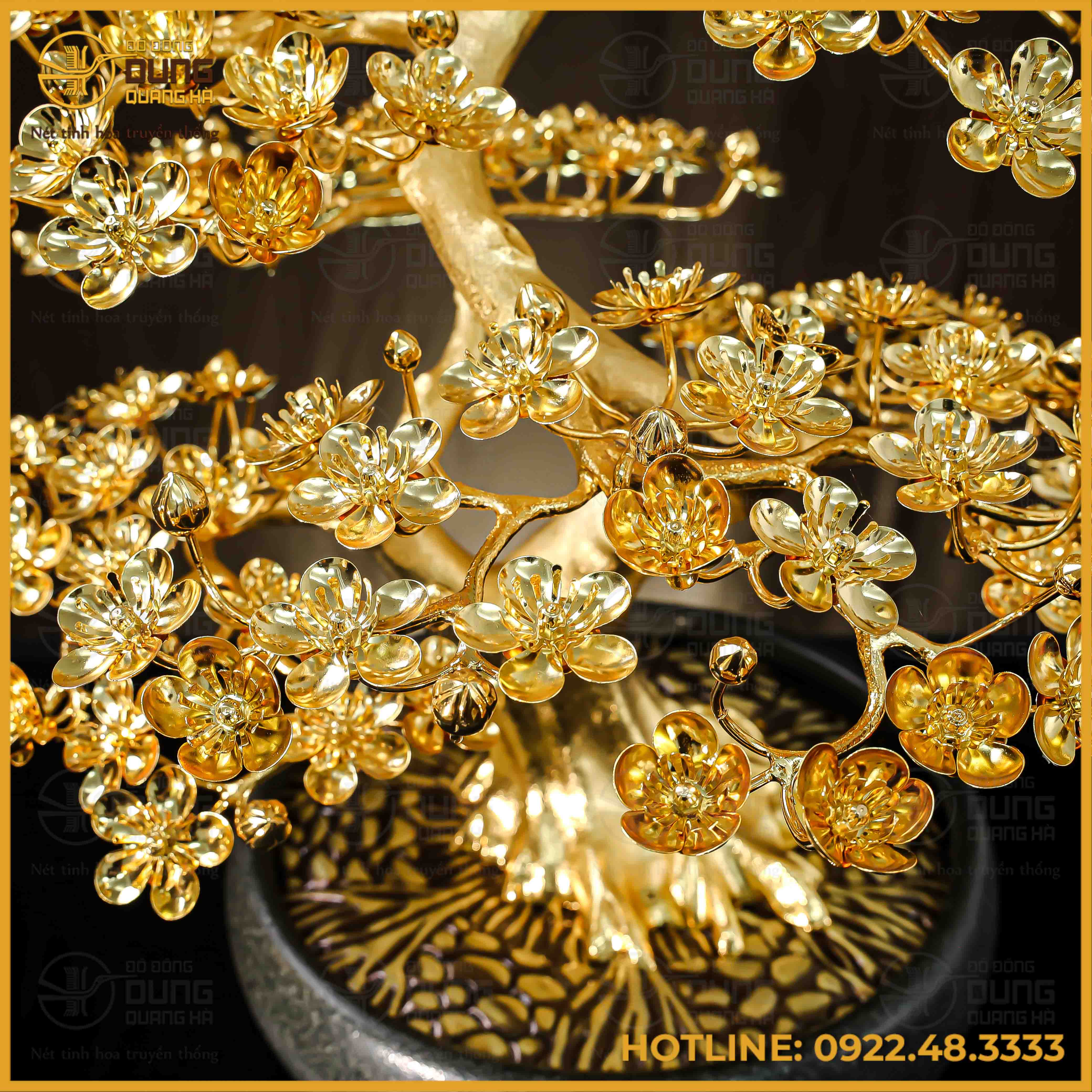 Quà tặng chậu mai đồng vàng mạ vàng cao 75cm