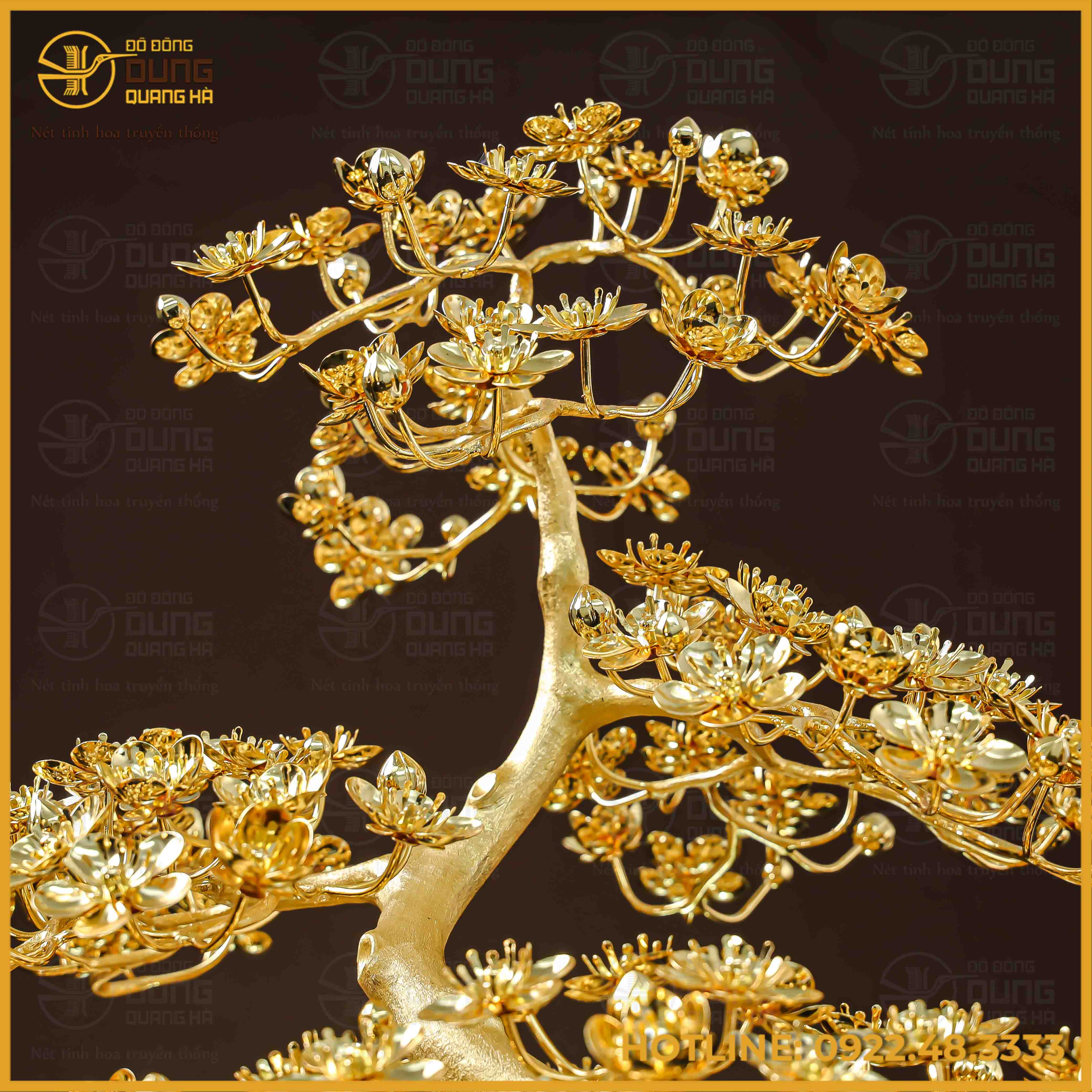 Quà tặng chậu mai đồng vàng mạ vàng cao 75cm