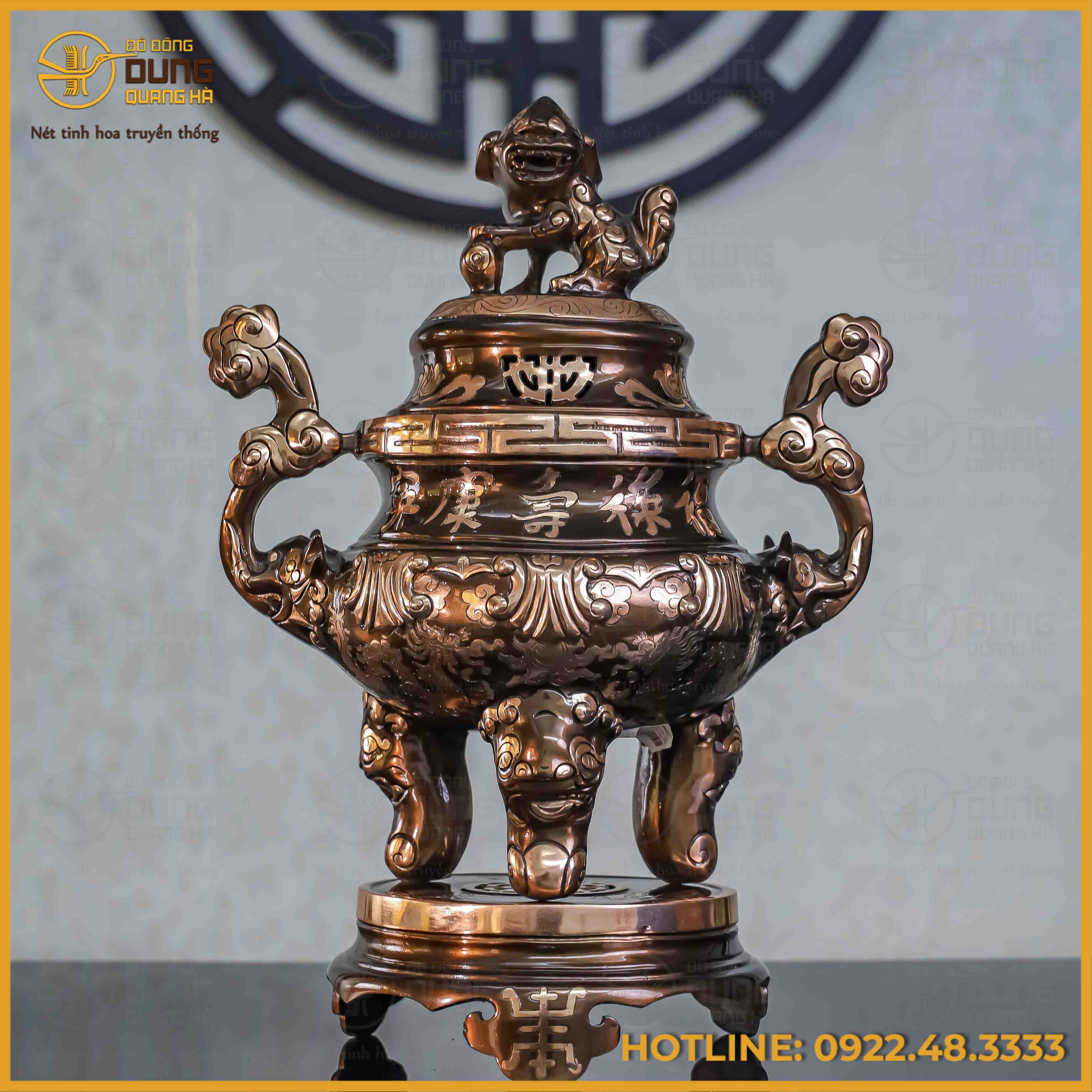 Đỉnh hoa sòi đồng đỏ cạo màu cao 45cm