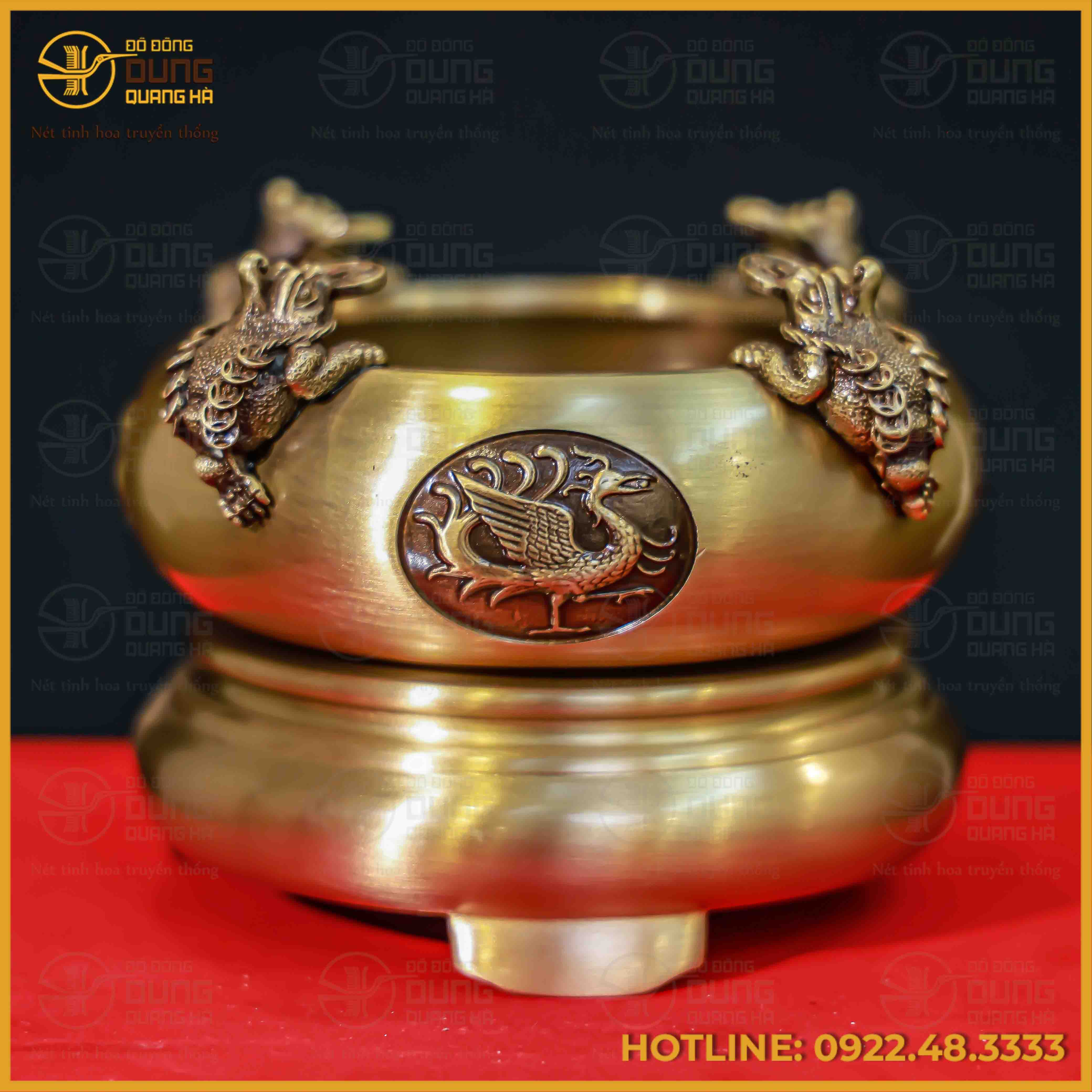 Trầm xoay đồng vàng cao 10cm đường kính 11cm