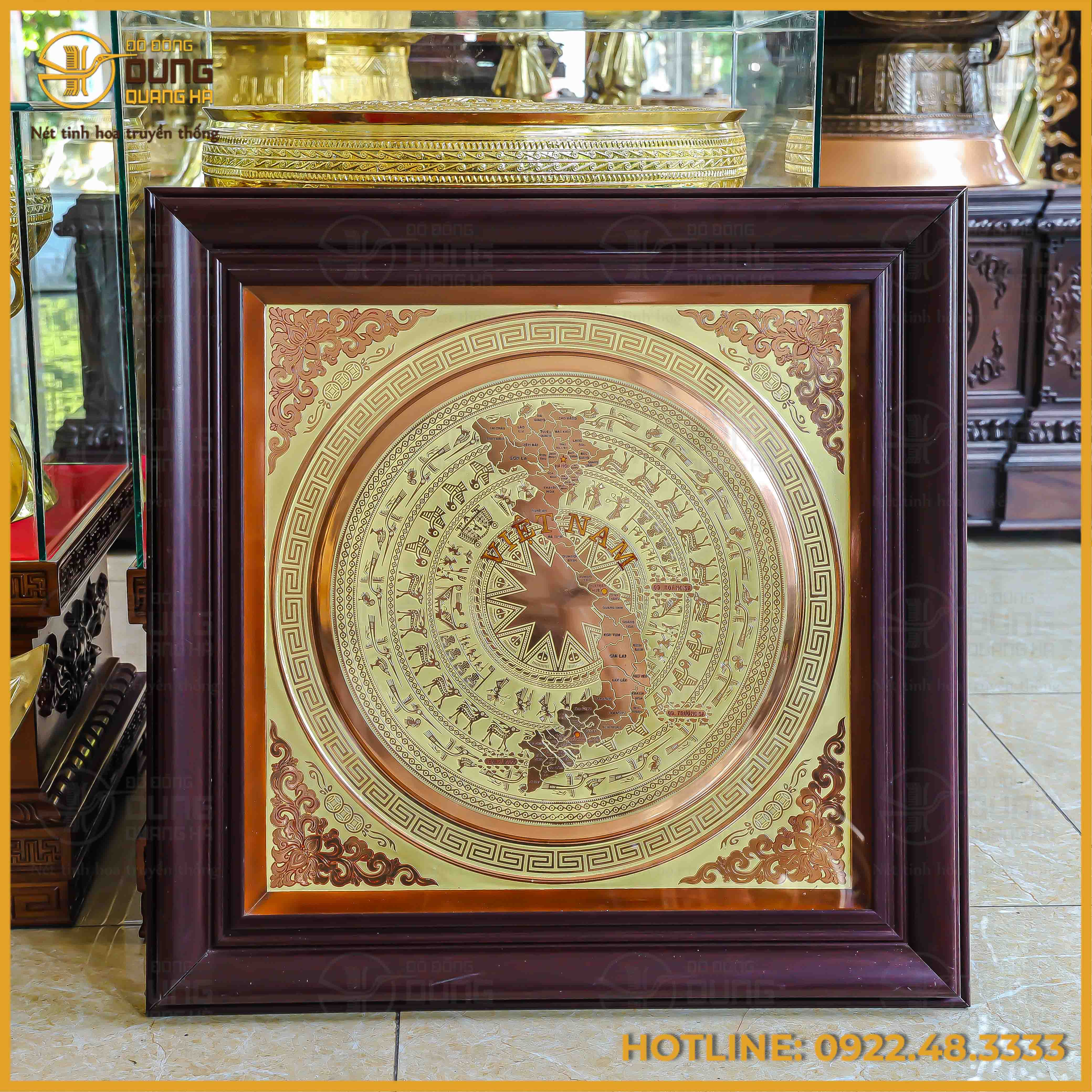 Mặt trống đồng đỏ CNC kích thước 80x80cm