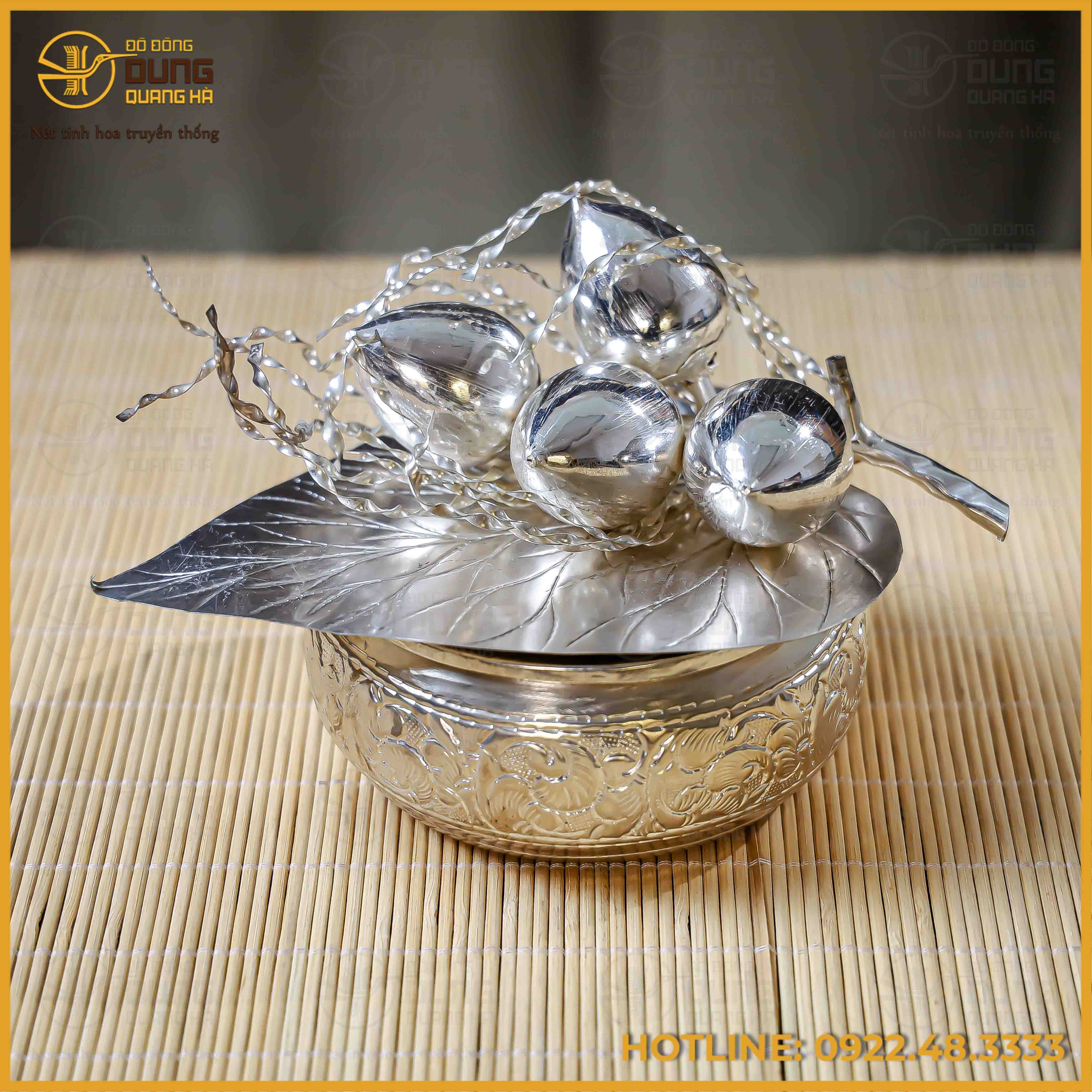 Bộ trầu cau 5 quả mạ bạc cao cấp