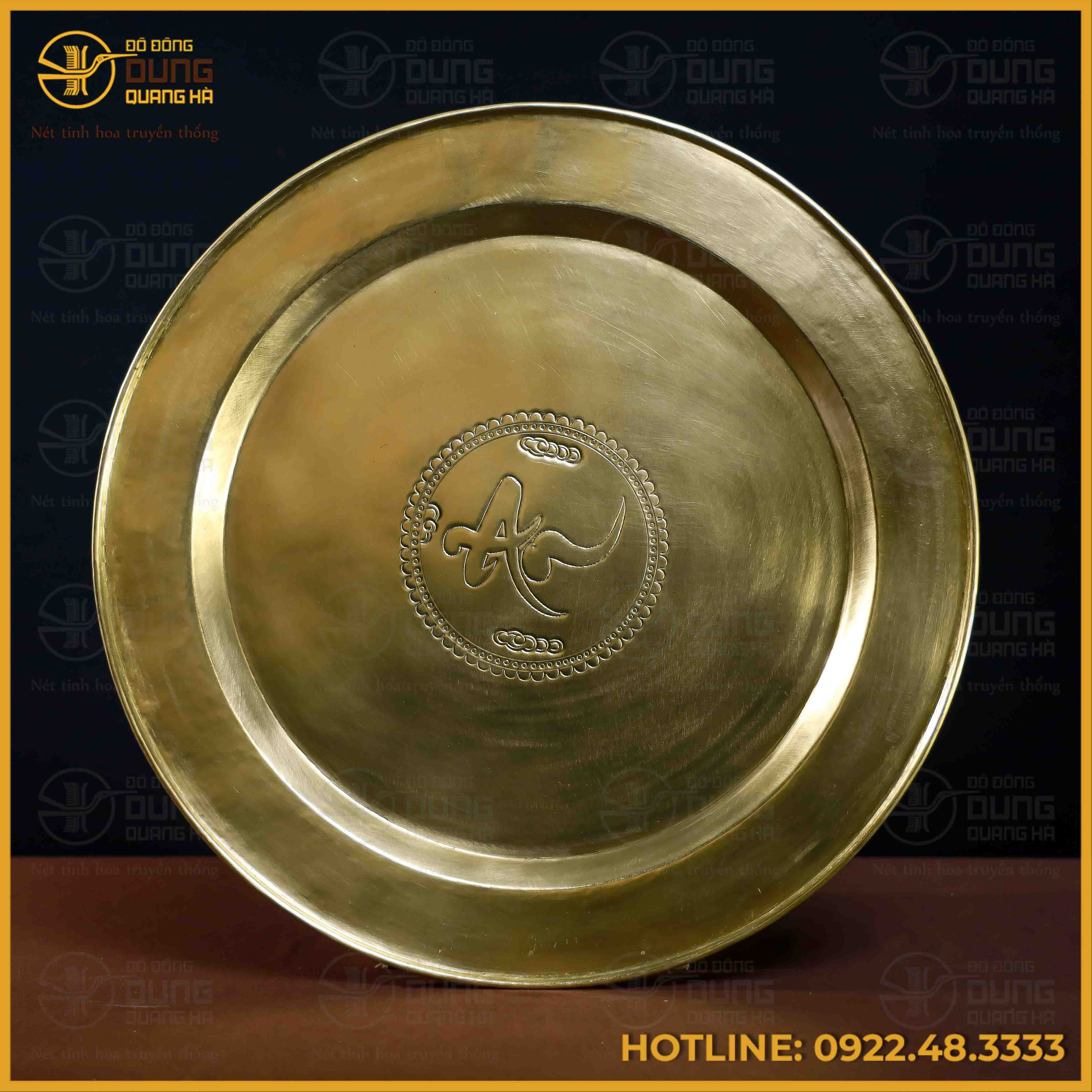 Mâm đồng vàng chữ An đường kính 60cm nặng 3,1kg