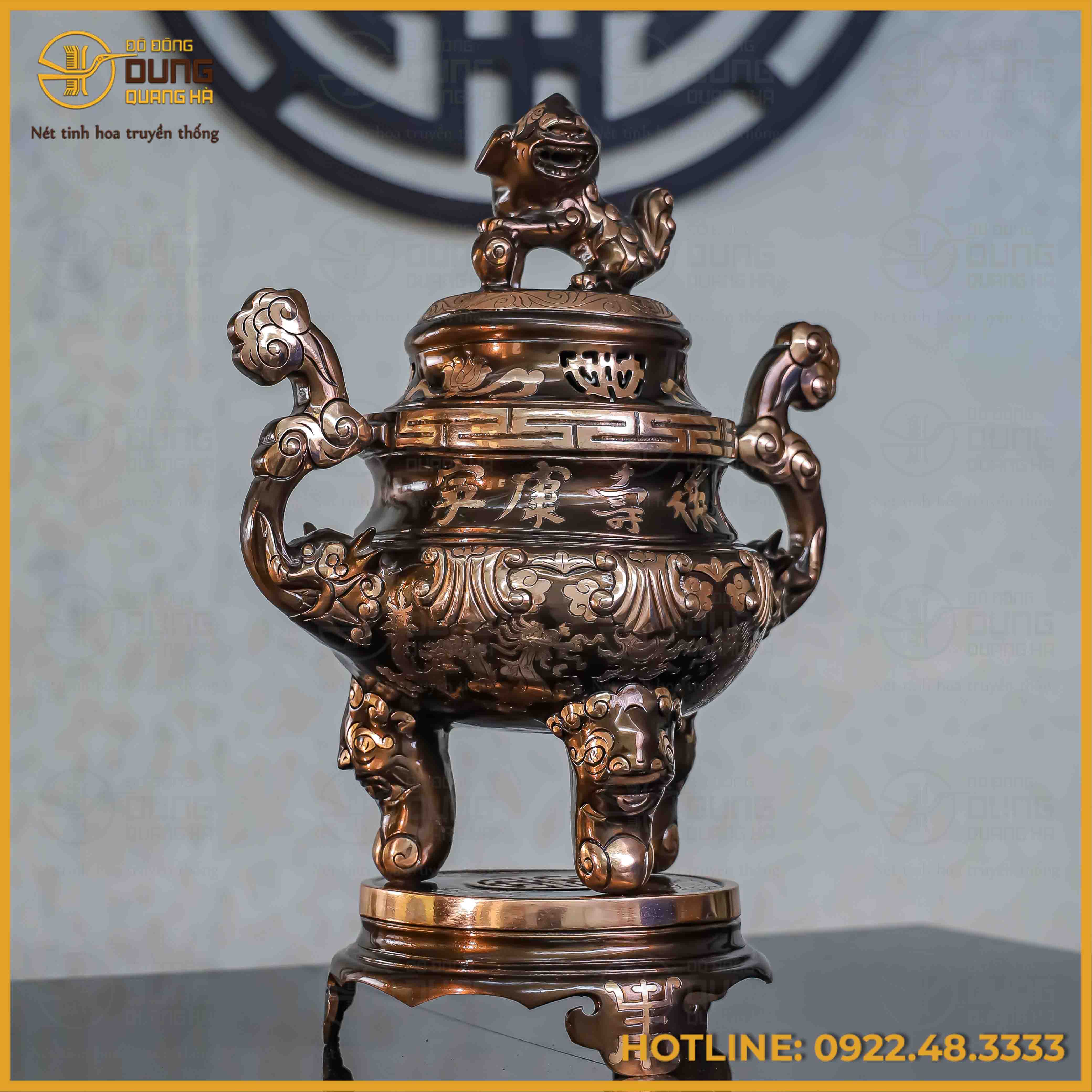 Đỉnh hoa sòi đồng đỏ cạo màu cao 45cm