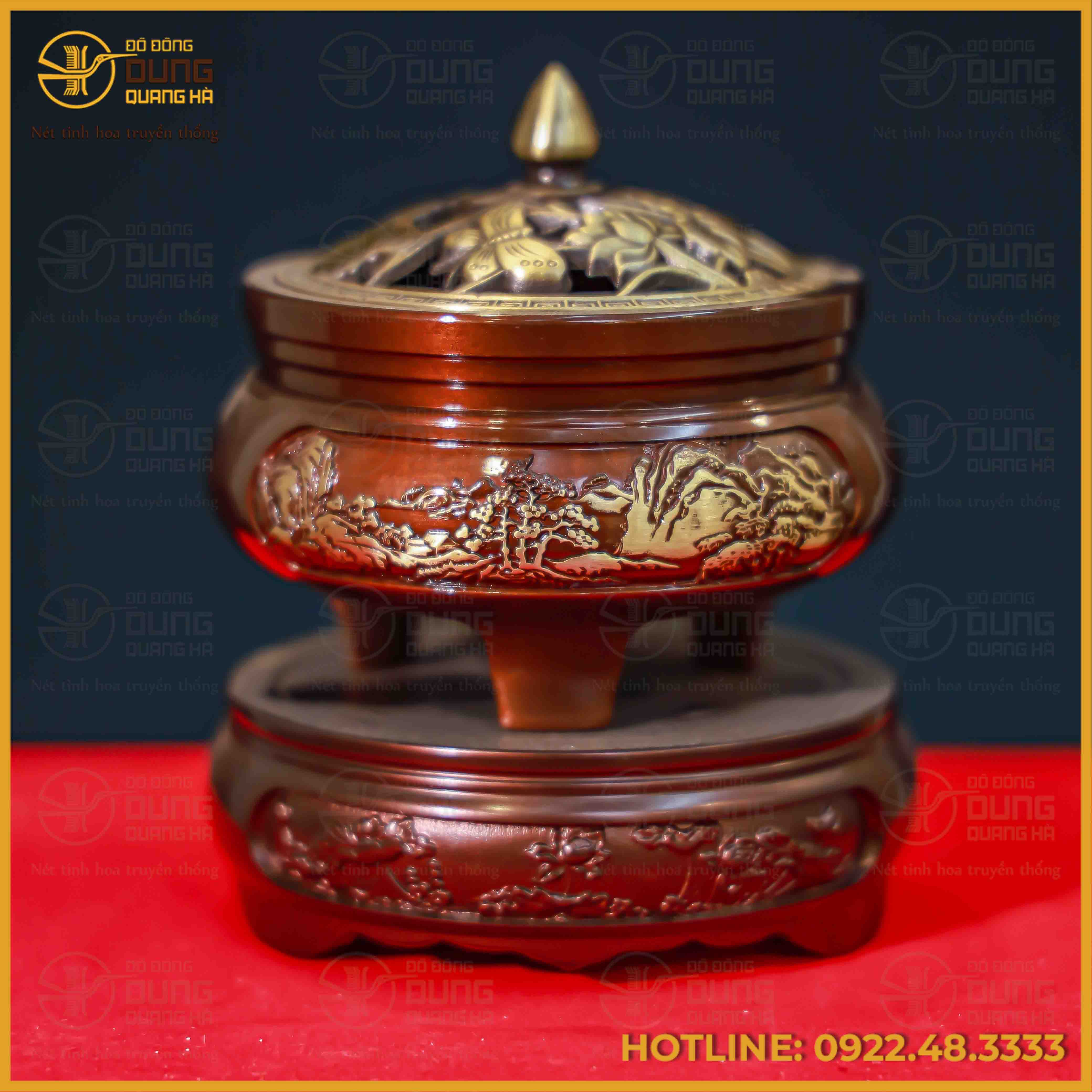 Trầm sen bướm đồng vàng hai lai cao 11cm đường kính 8cm