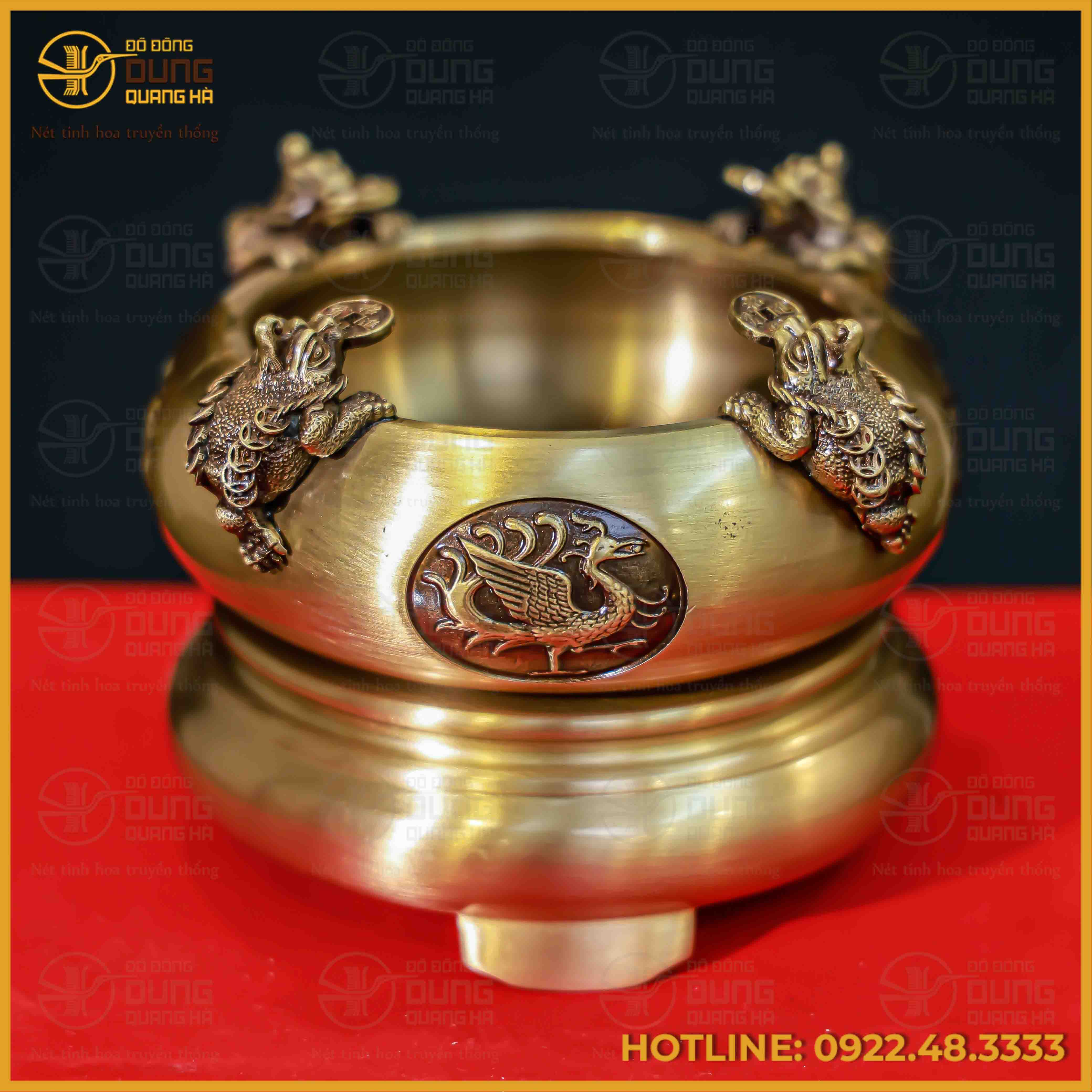 Trầm xoay đồng vàng cao 10cm đường kính 11cm