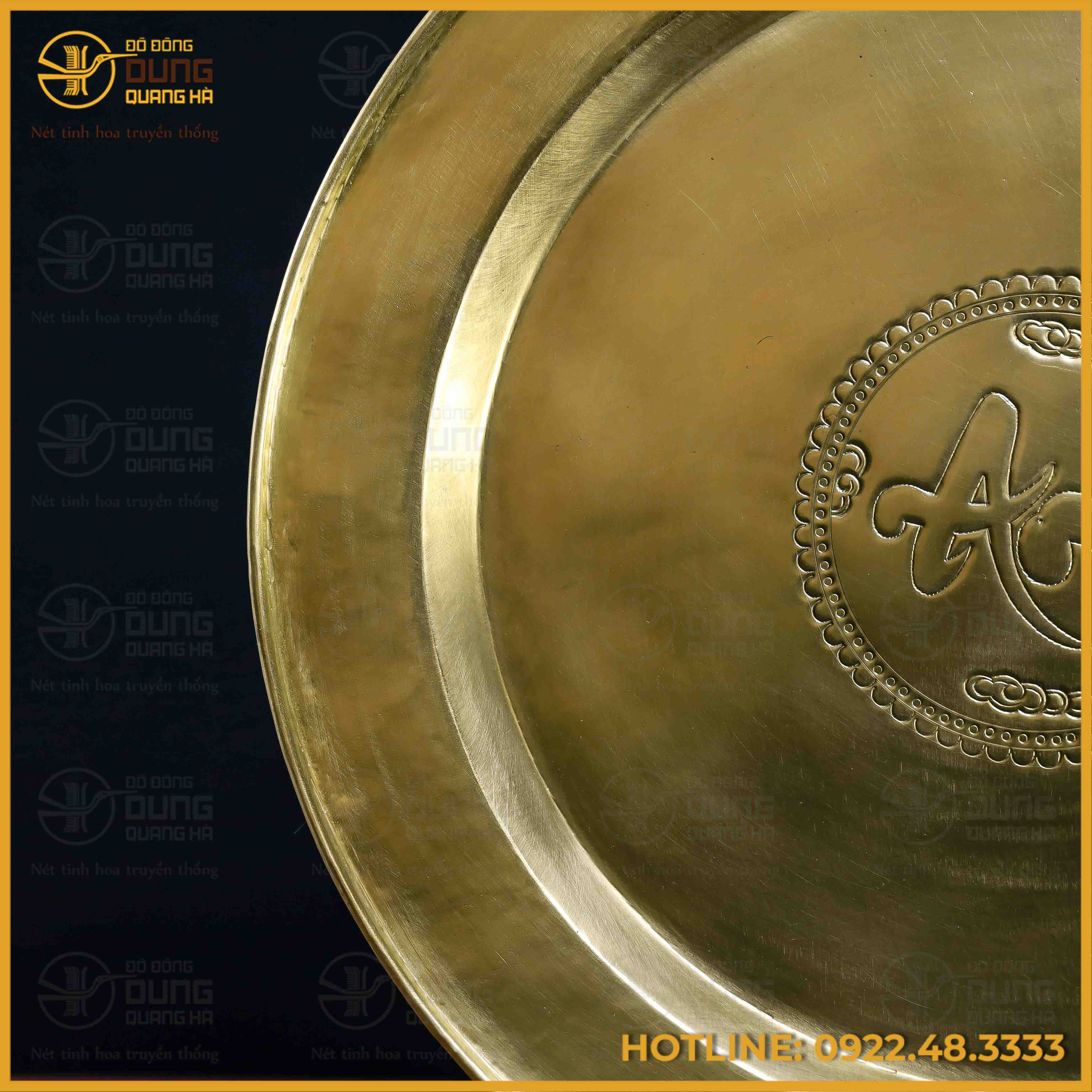 Mâm đồng vàng chữ An đường kính 60cm nặng 3,1kg