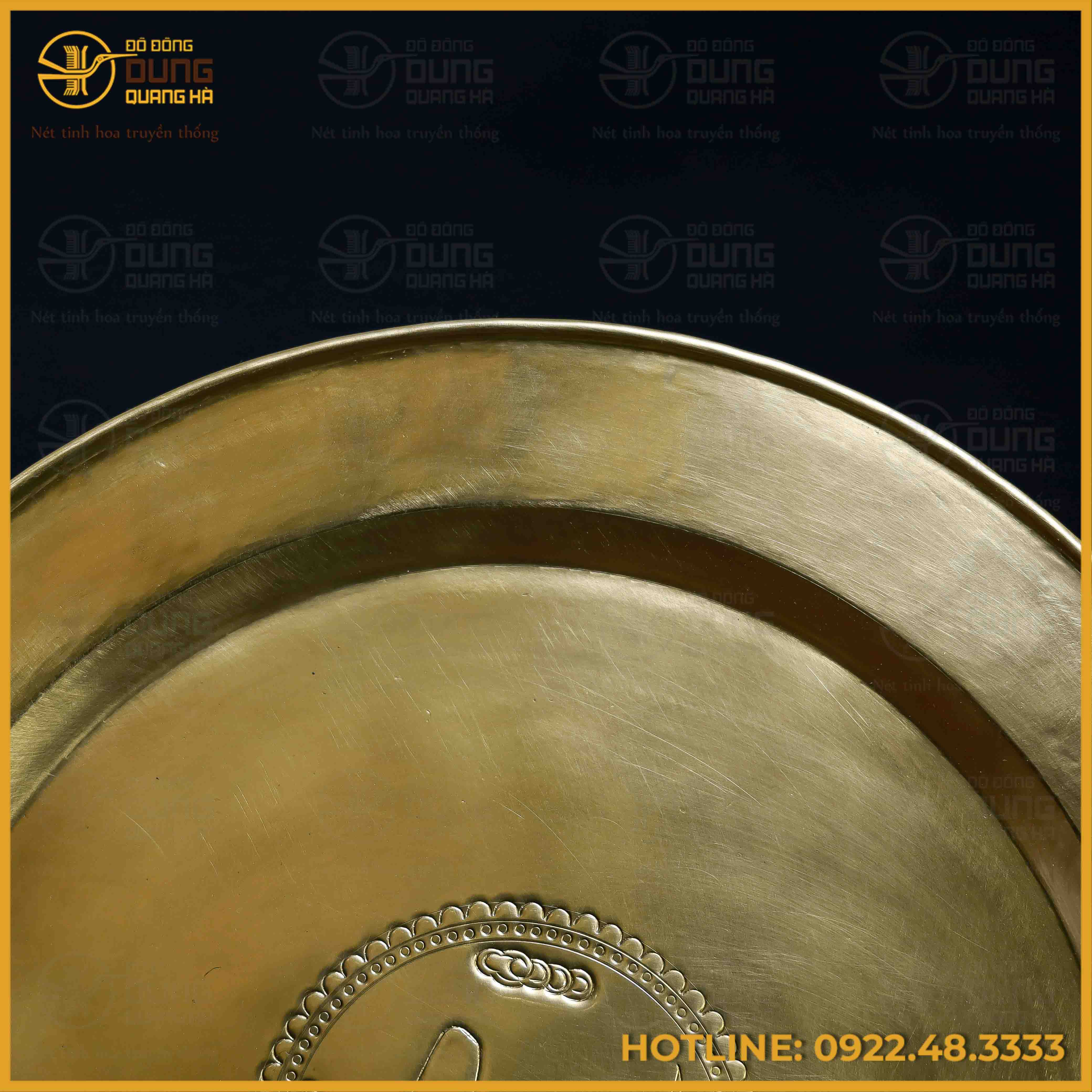 Mâm đồng vàng chữ An đường kính 60cm nặng 3,1kg