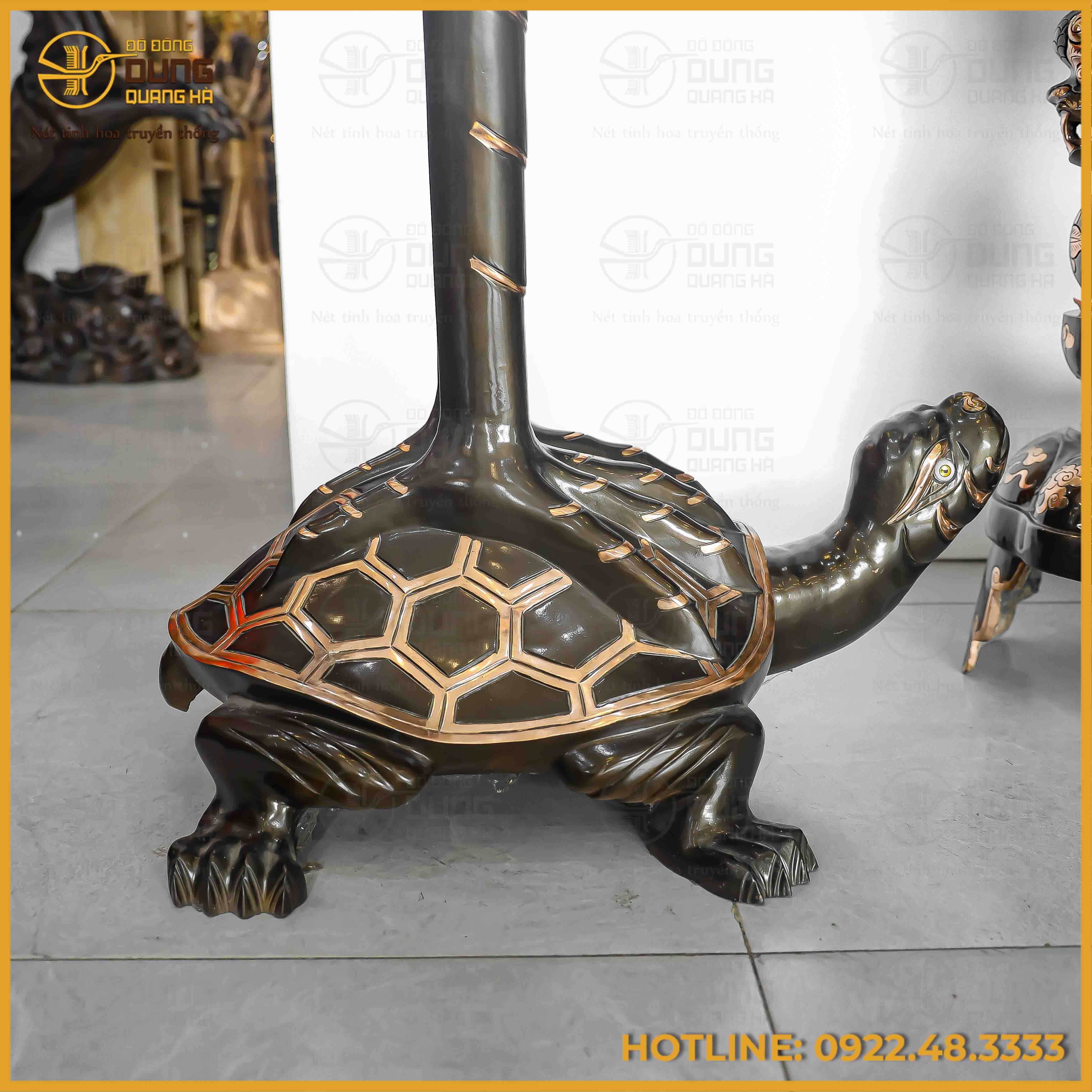 Bộ tam sự hạc cao 1m92 và đỉnh cầu cao 1m34 đồng đỏ cạo màu