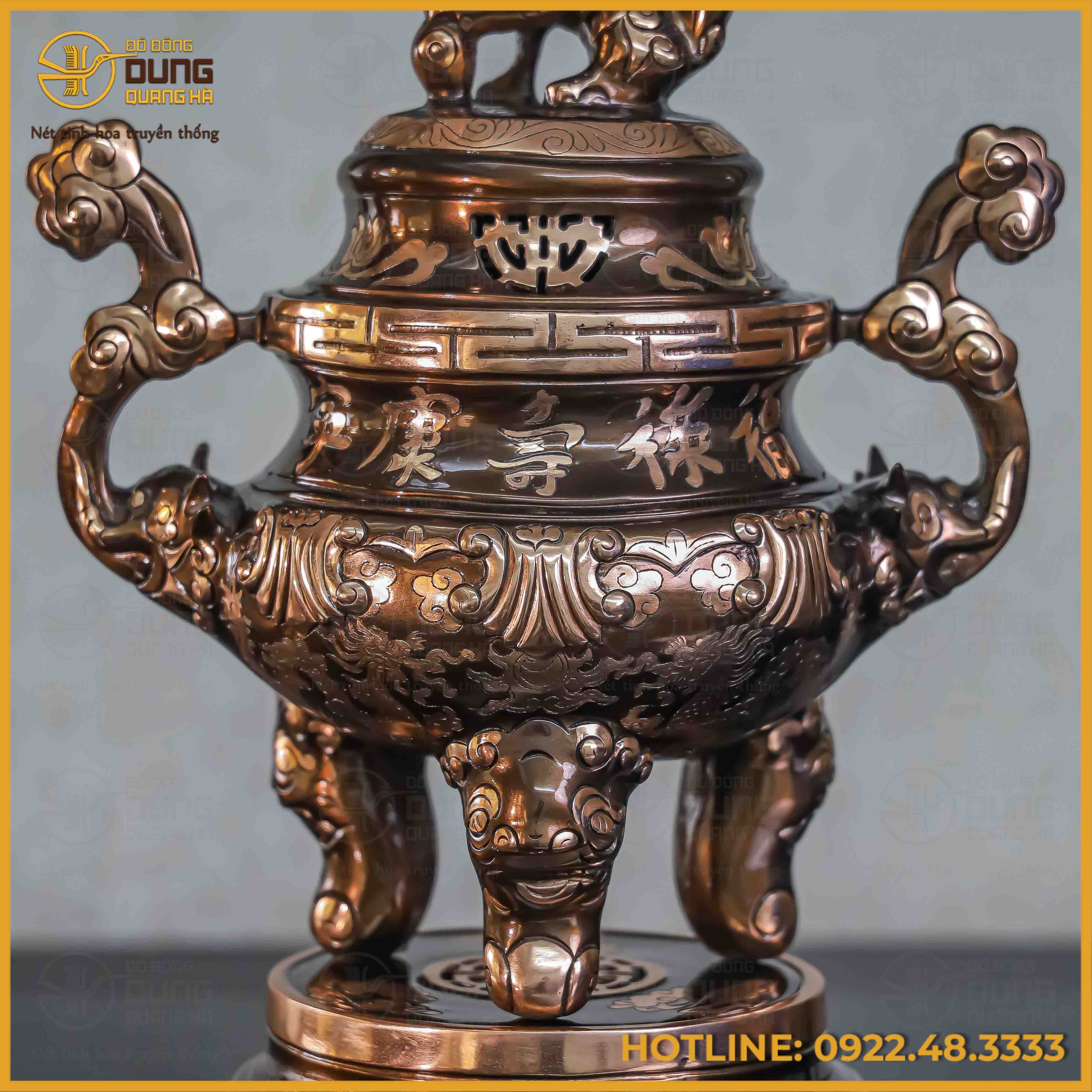 Đỉnh hoa sòi đồng đỏ cạo màu cao 45cm