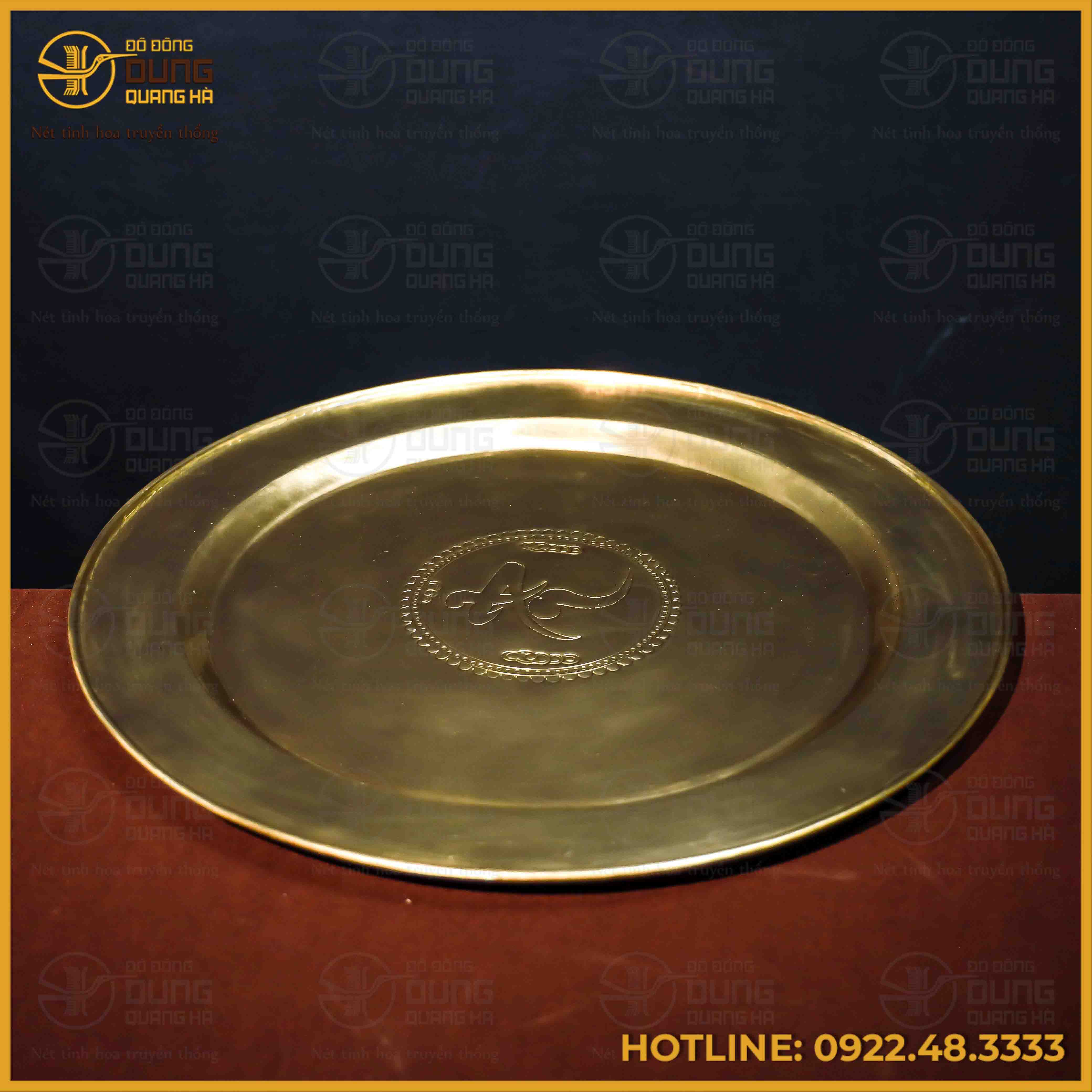 Mâm đồng vàng chữ An đường kính 60cm nặng 3,1kg